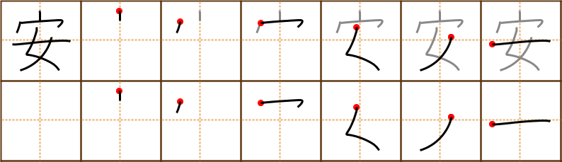 Stroke order for 安