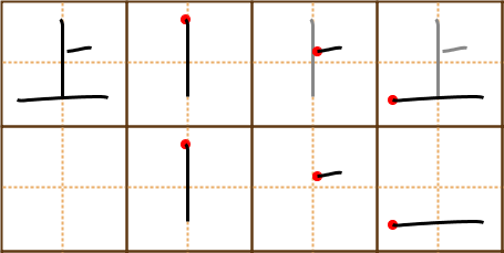 Stroke order for 上