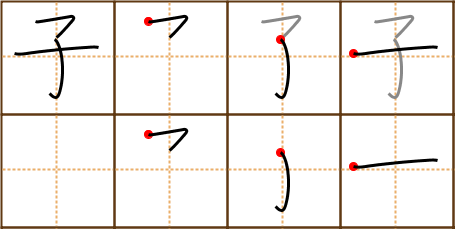 Stroke order for 子